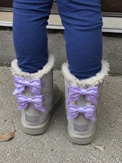 UGG Kids Boots with Purple Bows Size 3