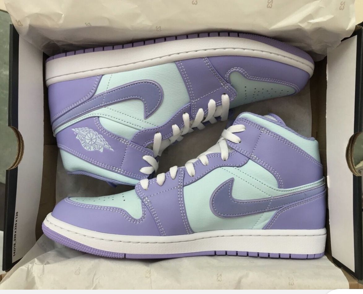 Jordan 1 Mid Purple Aqua Size 12