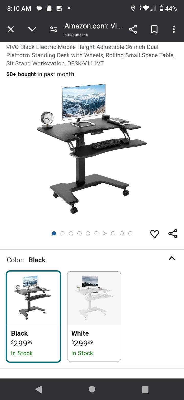 VIVO Black Electric Mobile Height Adjustable 36 inch Dual Platform Standing Desk with Wheels, Rolling Small Space Table, Sit Stand Workstation