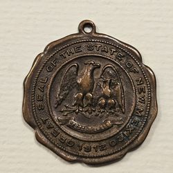 Vintage Great Seal Of The State Of New Mexico 14k Gold Plated Bronze Medal