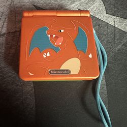 CUSTOM CHARIZARD GAMEBOY ADVANCE SP w/ ips screen, and 2 authentic pokemon titles.