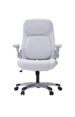 New Nouhaus Posture Ergonomic White Leather Office Chair With Adjustable Armrest 
