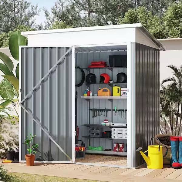 5x3 FT Outdoor Storage Shed, Garden Tool Shed with Sloping Roof and Lockable Door