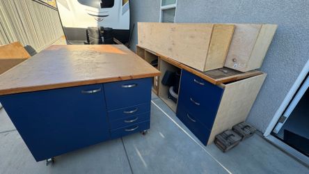 Work bench and cabinets