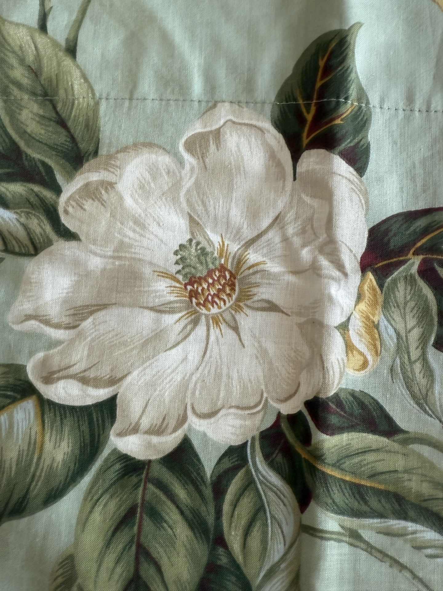 Waverly Valance 18x50 Sage Green Floral Magnolias Scalloped Edge NWOT