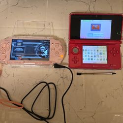 Preloaded Pink Nintendo 3DS & PSP 3000 Lot