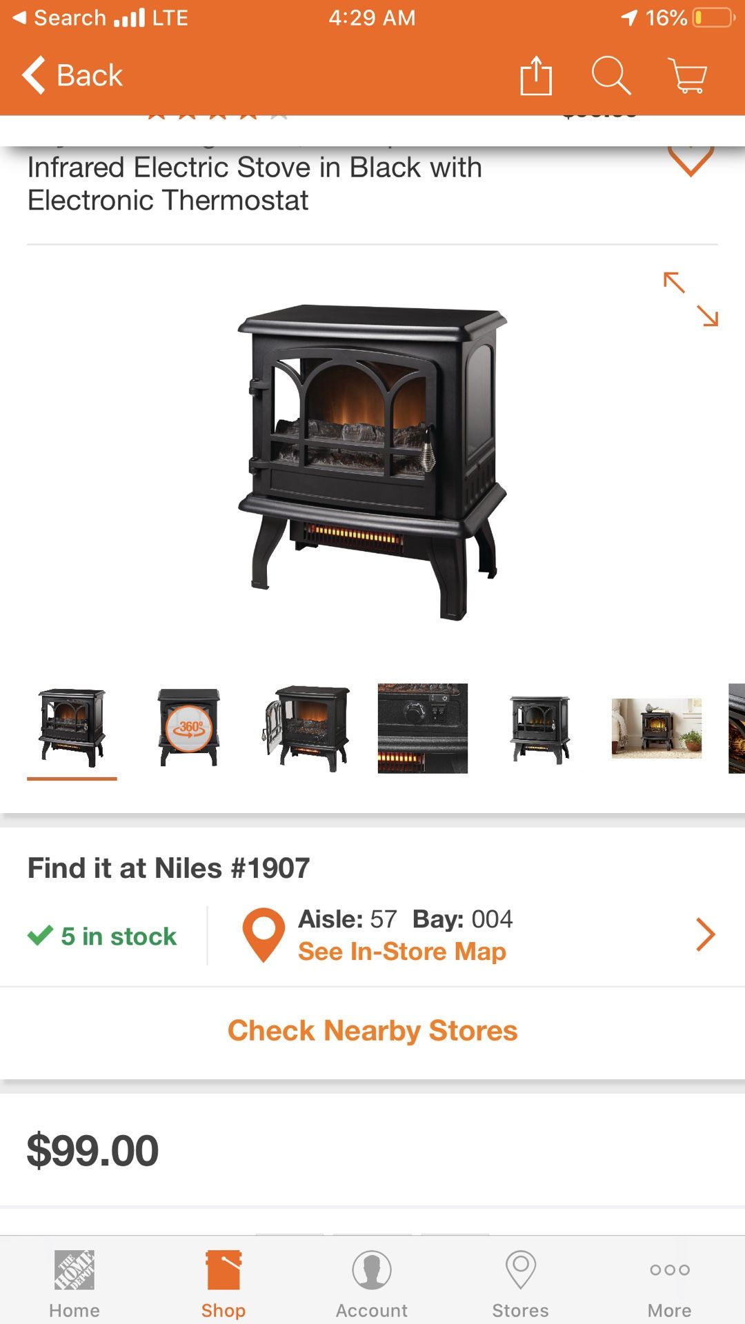 StyleWell Kingham 1,000 sq. ft. Panoramic Infrared Electric Stove in Black with Electronic Thermostat