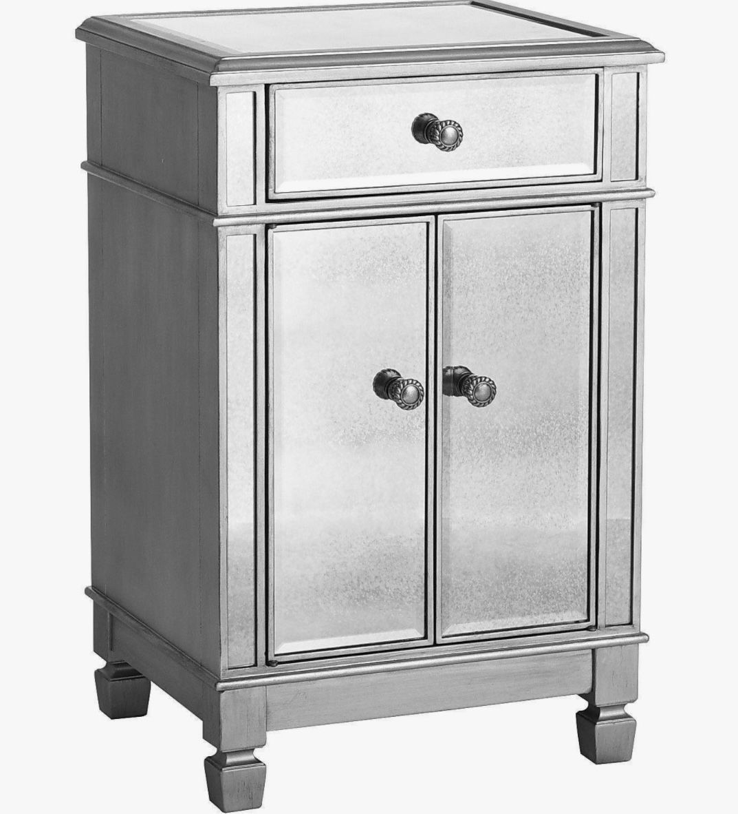 Pier 1 Hayworth mirrored silver bedside chest