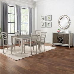 7 PC DINING SET- TABLE. 6 CHAIRS