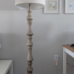 Distressed Floor Lamp with Linen Shade