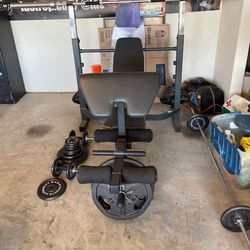 300lbs Olympic Weight Set with Adjustable Bench