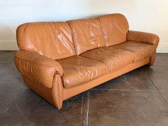 Vintage Mid Century 1970s Italian Leather Sofa