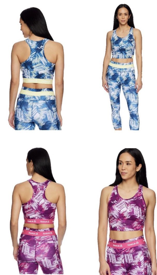 Women’s Fitness Workout Yoga Reebok Printed Cropped Bra Tank - 2 For $30