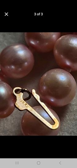 Real 10k Gold Clasp Pink Pearl Necklace 