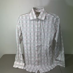Banana Republic Men's XL, 17 Shirt Long Sleeve Button Up Multicolor Plaid 100% Cotton