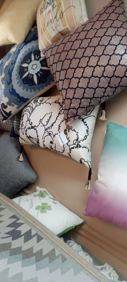 New assortment of indoor outdoor throw pillows plenty other colors 7/20 dollar's each high grade material only