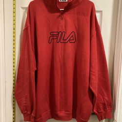 Mens FILA Spellout Cotton 1/4 Quarter Zip Jumper Sweatshirt XXL
