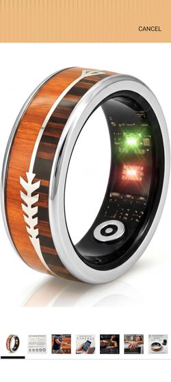 Smart Health Tracking Ring Wood Inlay