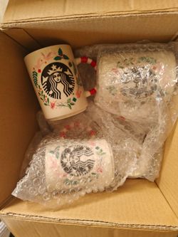 Starbucks Christmas Holiday Mugs (SET of 8) Candy Cane Striped Handle Siren 12 oz
