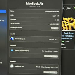 MacBook M3 15.3inch Blue