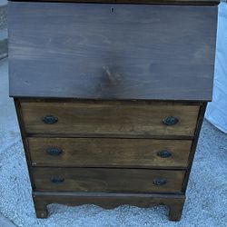 Antique secretary drop leaf desk with drawers solid real wood L26”*D15”*H41”(address in description)