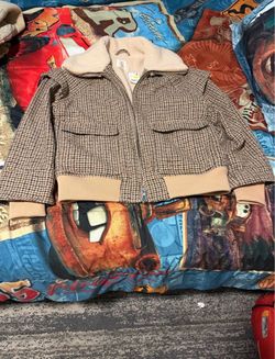 Houndstooth Zip-Up Jacket with Sherpa Collar