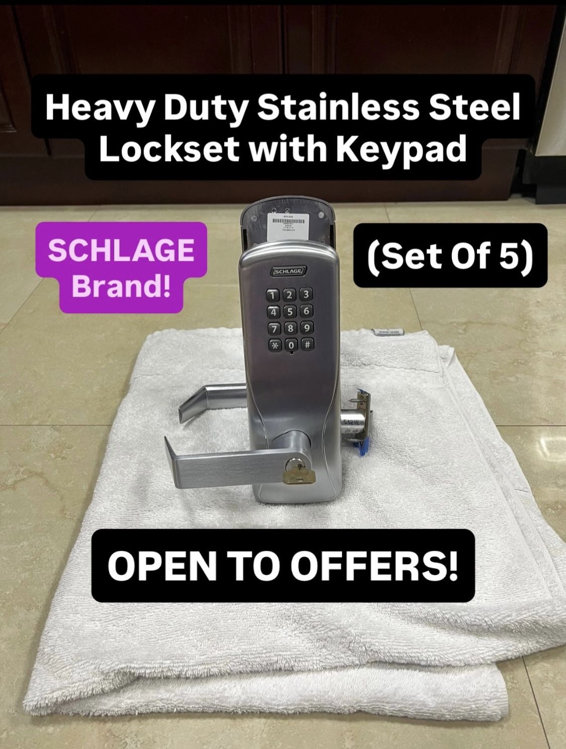 Heavy Duty Stainless Steel Lockset With Keypad (Set Of 5) OPEN TO OFFERS!