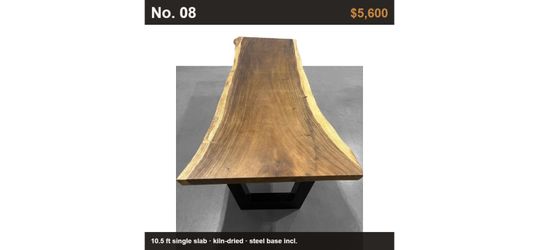 10.5 ft Live Edge Saman Slab Table - No. 08