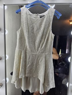 Adrianna Papell White Lace Lined Sleeveless Shift Mini Dress 