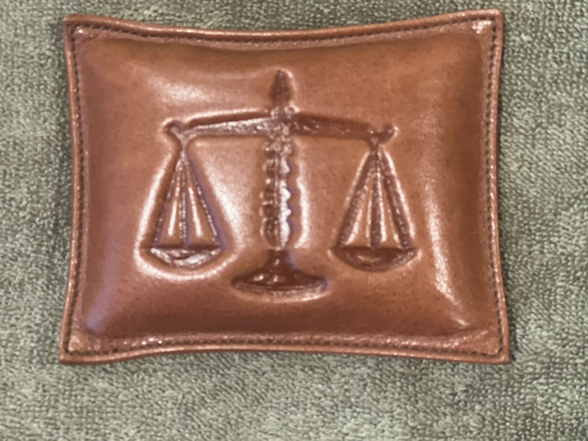 Brown leather Paperweight ATTORNEY, LIBRA, LAWYER