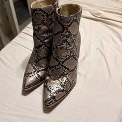 Snakeskin Pointed Toe Ankle Boots