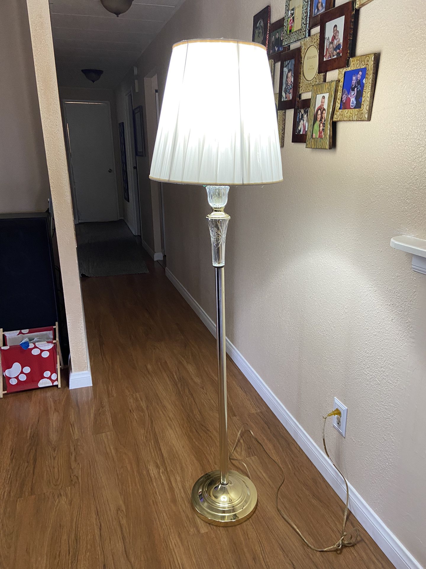 Vintage Excelsior Crystal & Brass Floor Lamp. 