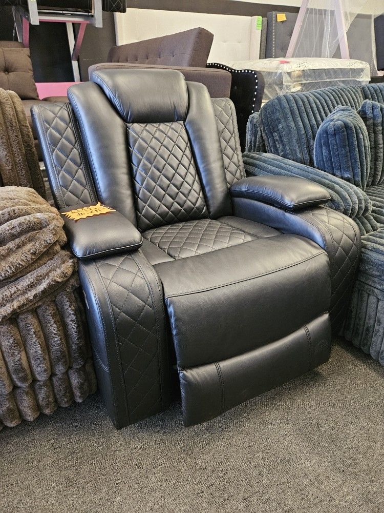 New Power Reclining Chair Black Faux Lesther $249