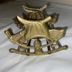 Brass Napkin Holder Fire Fighter Motif with Helmets, Ladders and Hydrants
