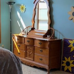 Bedroom dresser with mirror
