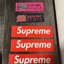 Supreme Navy And Pink Sticker Set Of 5