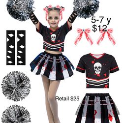 Scary Cheerleading Costume Girls 5-7 Halloween / Disfraz de Animadora Aterradora Niñas
