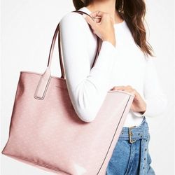 Michael Kors Jodie Large Size Logo Jacquard Powder Blush Tote Bag (NWT)