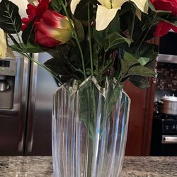 Clear Crystal Vase, Glass Flower Vase Thickening Design Suitable for Home Decor Centerpieces, Wedding, Mothers Gift,11'' Tall