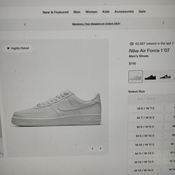 Nike Air Force 1 Men shoes White - Size 12 - Very Lightly Used