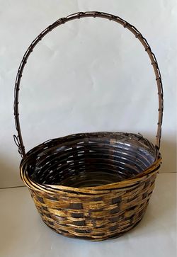 Woven Wicker Basket with Handle 16” H