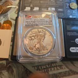 2019pcgs Pr 70 Silver Eagle Enhanced Reverse Proof Pride Of Two Nations U.s Set