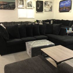 Black Sectional With Ottoman !new In Stock!