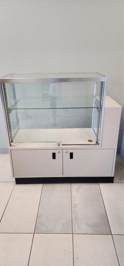 Glass Display Case with Storage Cabinet