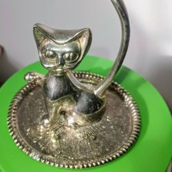 Silver Cat / Kitten Ring Holder (3 Pics In The Post)