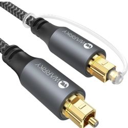 Warrky Optical Audio Cable, 6ft / 1.8m Optical Cable for Soundbar [Nylon Braided, Slim Metal Case, Gold-Plated Plug], Fiber Optic Audio Cord