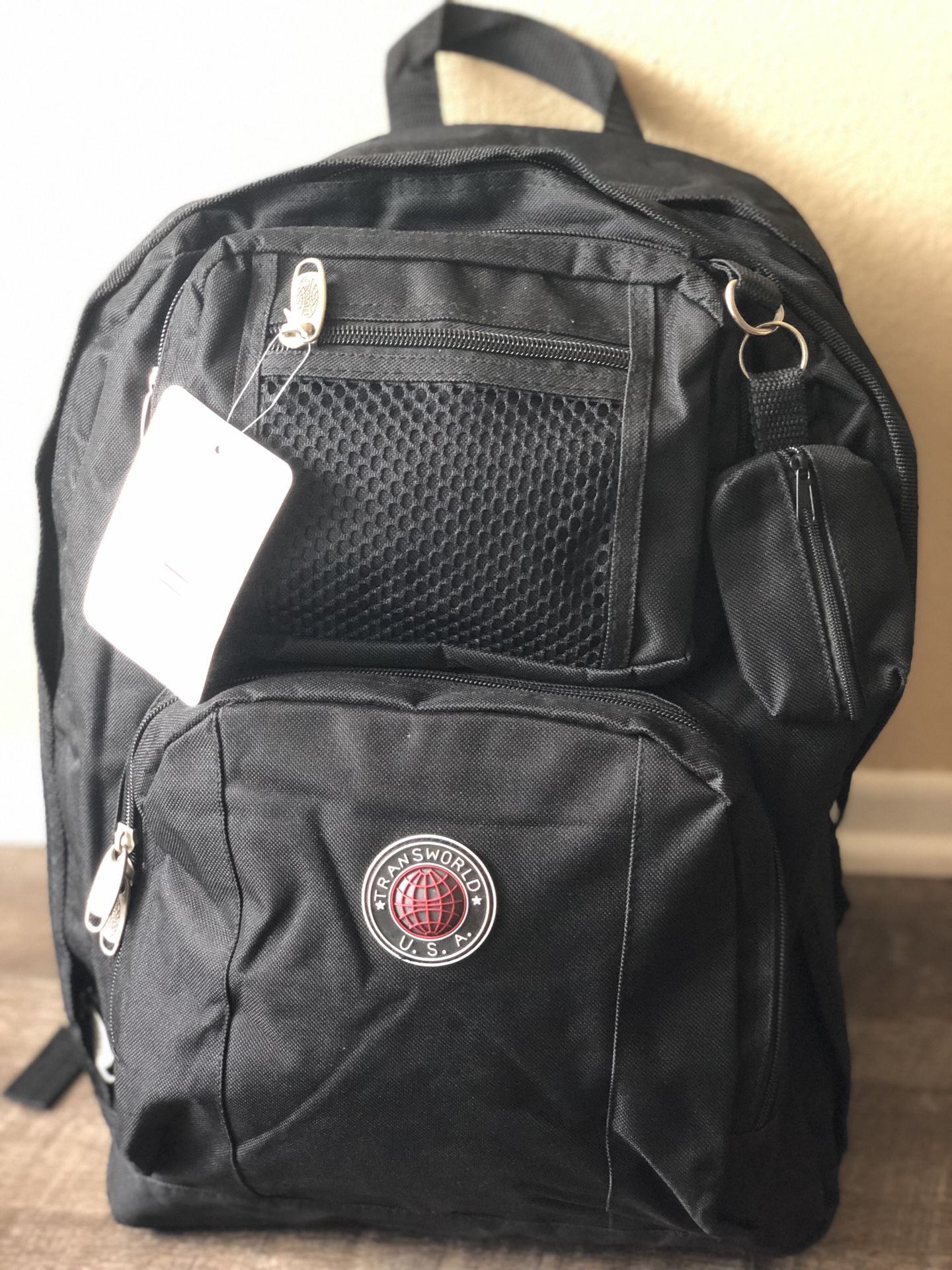 Large black backpack. New with tags!!