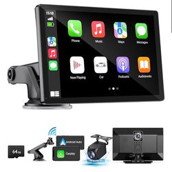 9” Wireless Apple CarPlay Android Auto Screen 4K Dash Cam GPS Camera
