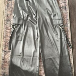 Silver silk trousers