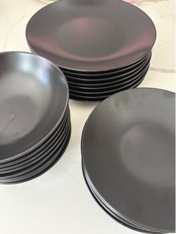 24 Piece Matte Black Dinnerware Set Plates and Bowls